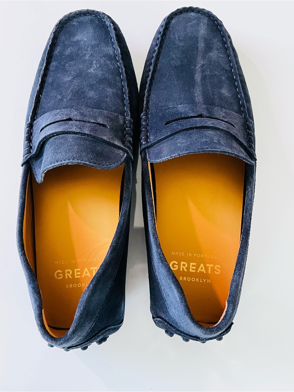 Greats Corsa Driver Hand Sewn Penny Loafers Navy Suede Leather Moccasin Men’s 11 - Picture 8 of 12